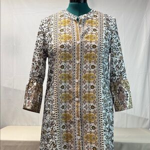 Noracora Bell Sleeve Button Front Boho Shift sz XL